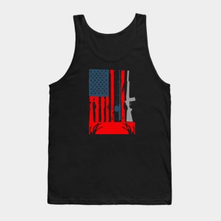 Fishing Rod Hunting Rifle American Flag Tank Top